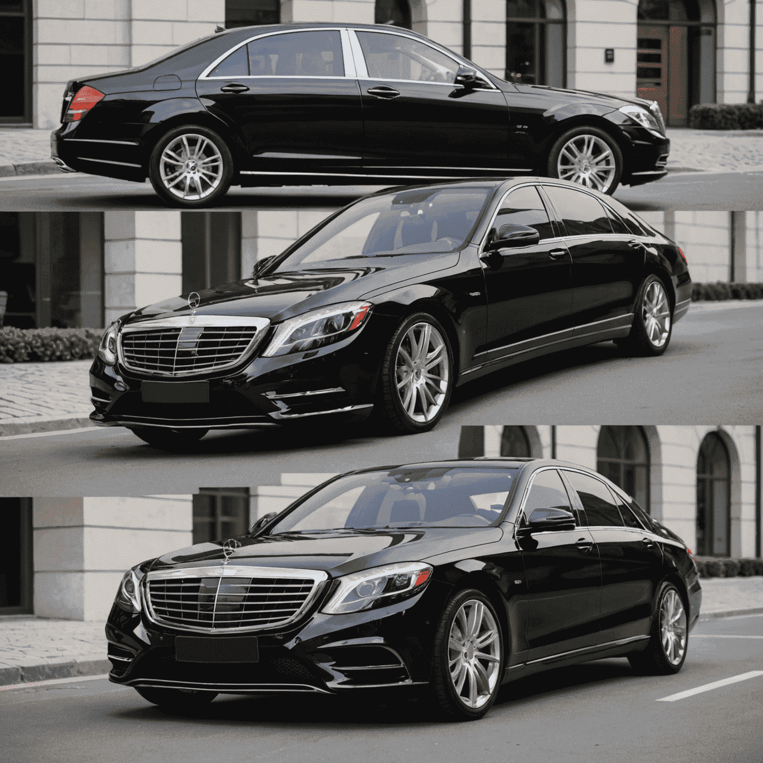 A luxurious black Mercedes-Benz S-Class, perfect for executive travel